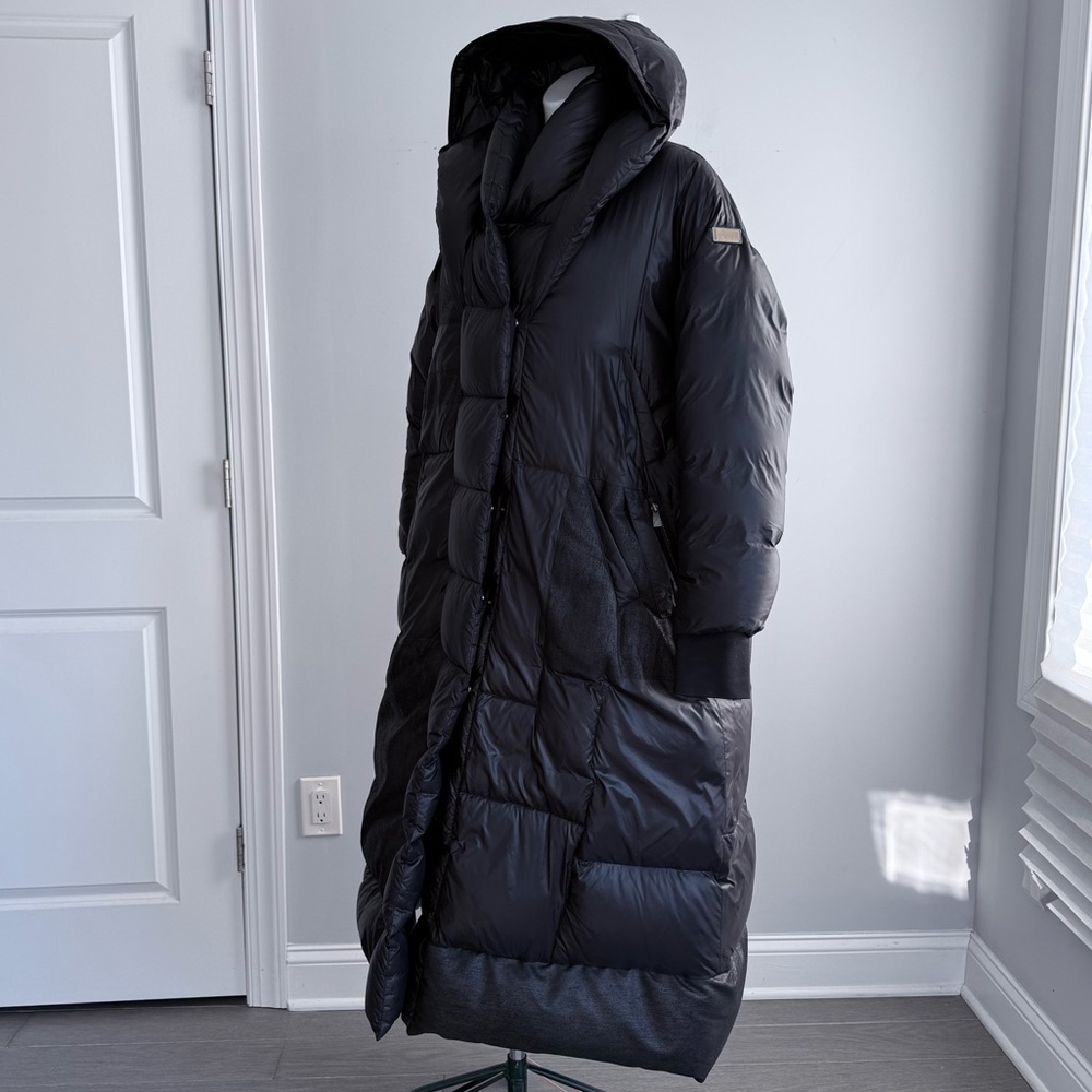 The Eight Senses Black Oversized Cloud Down Puffer Coat Full Length Hooded L OS - Picture 3 of 16
